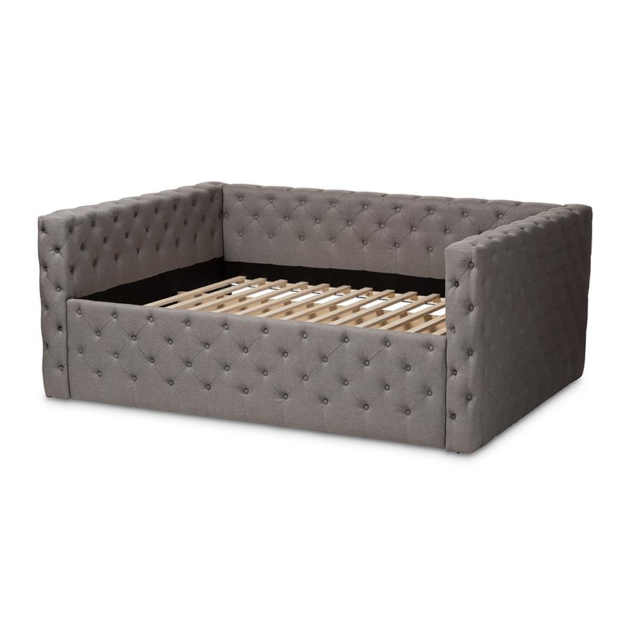 Anabella Modern and Contemporary Grey Fabric Upholstered Queen Size Daybed. Picture 3