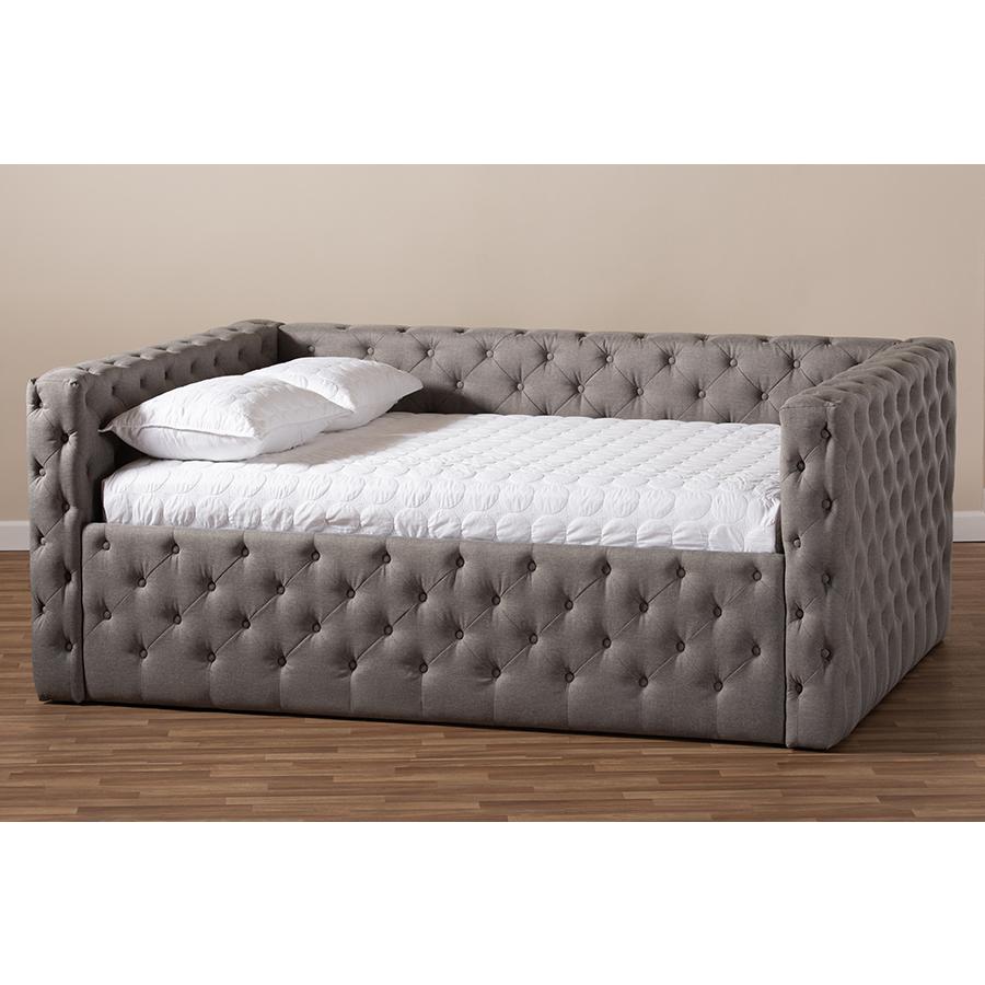 Anabella Modern and Contemporary Grey Fabric Upholstered Queen Size Daybed. Picture 7
