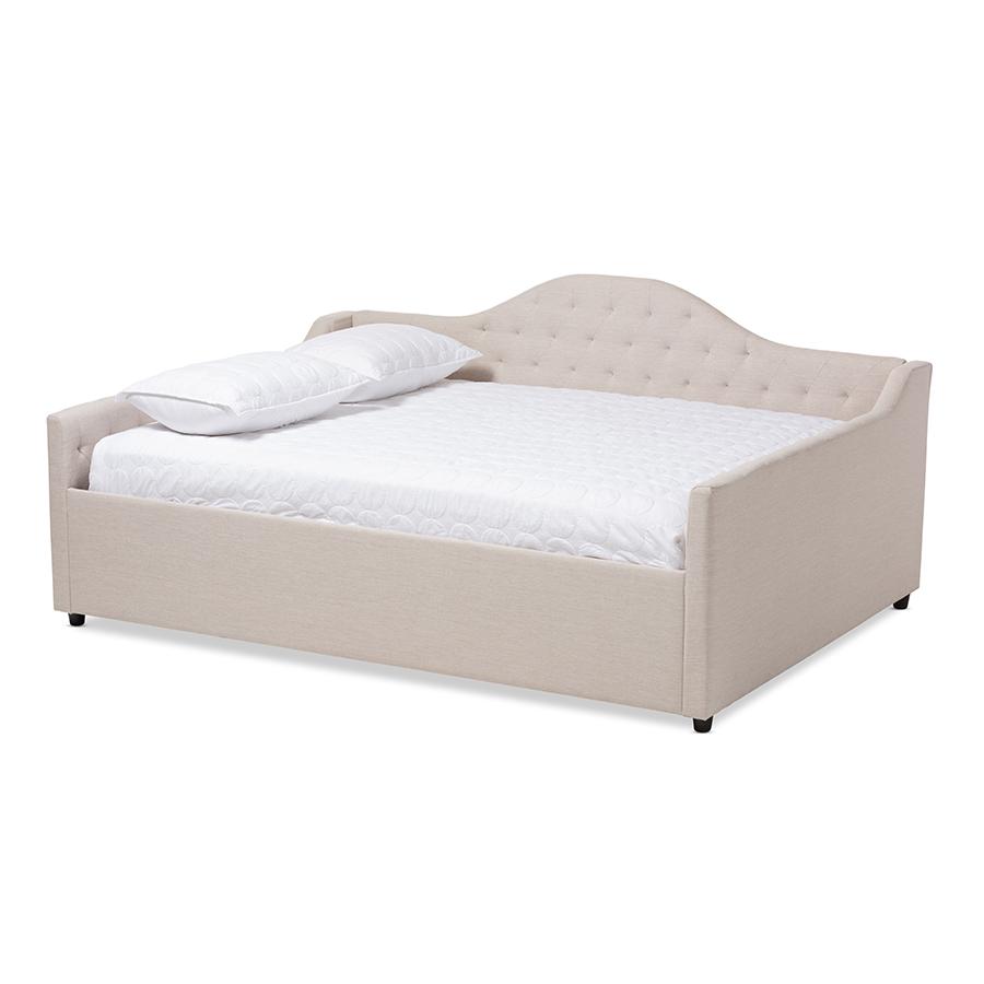 Eliza Modern and Contemporary Light Beige Fabric Upholstered Full Size Daybed. Picture 3