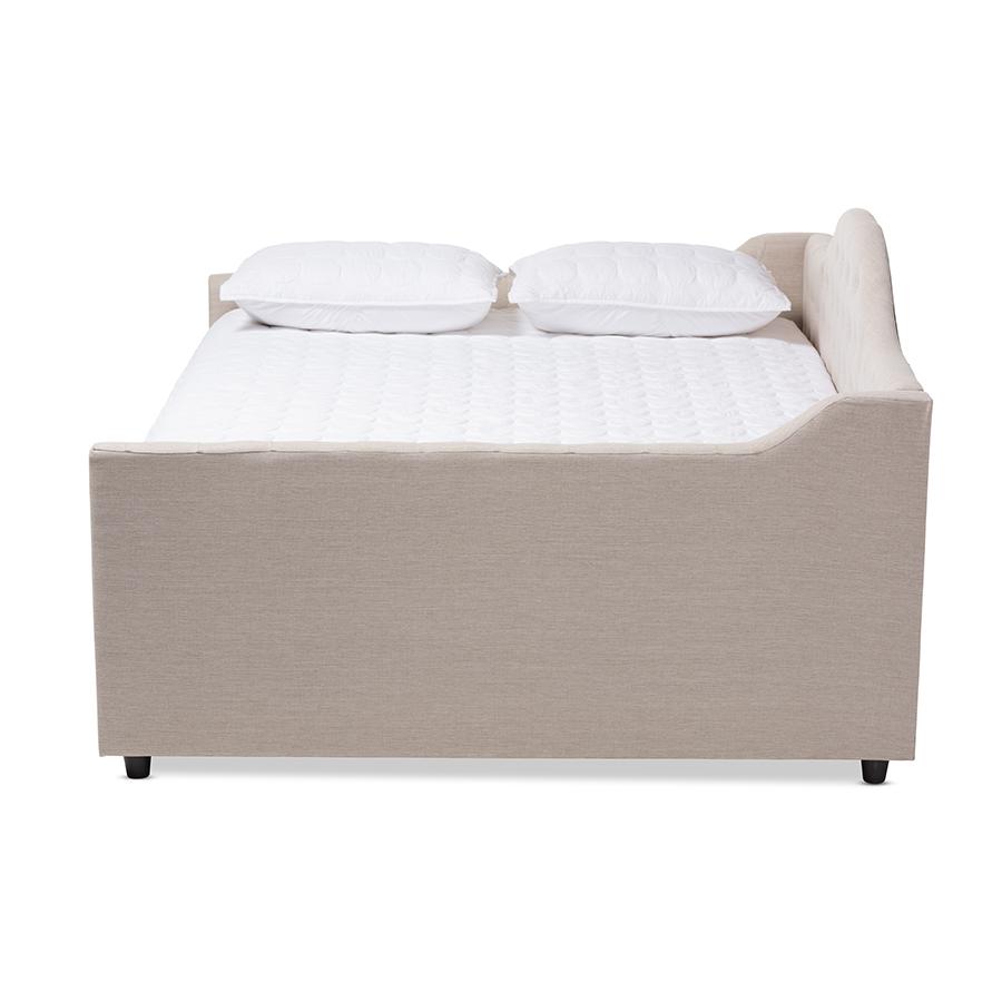 Eliza Modern and Contemporary Light Beige Fabric Upholstered Full Size Daybed. Picture 4
