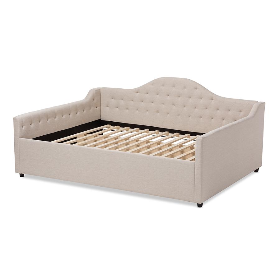 Eliza Modern and Contemporary Light Beige Fabric Upholstered Full Size Daybed. Picture 1
