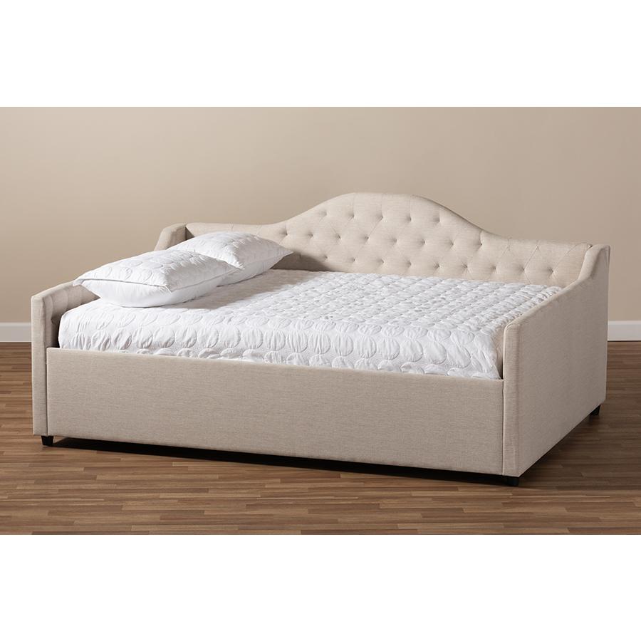 Eliza Modern and Contemporary Light Beige Fabric Upholstered Full Size Daybed. Picture 7
