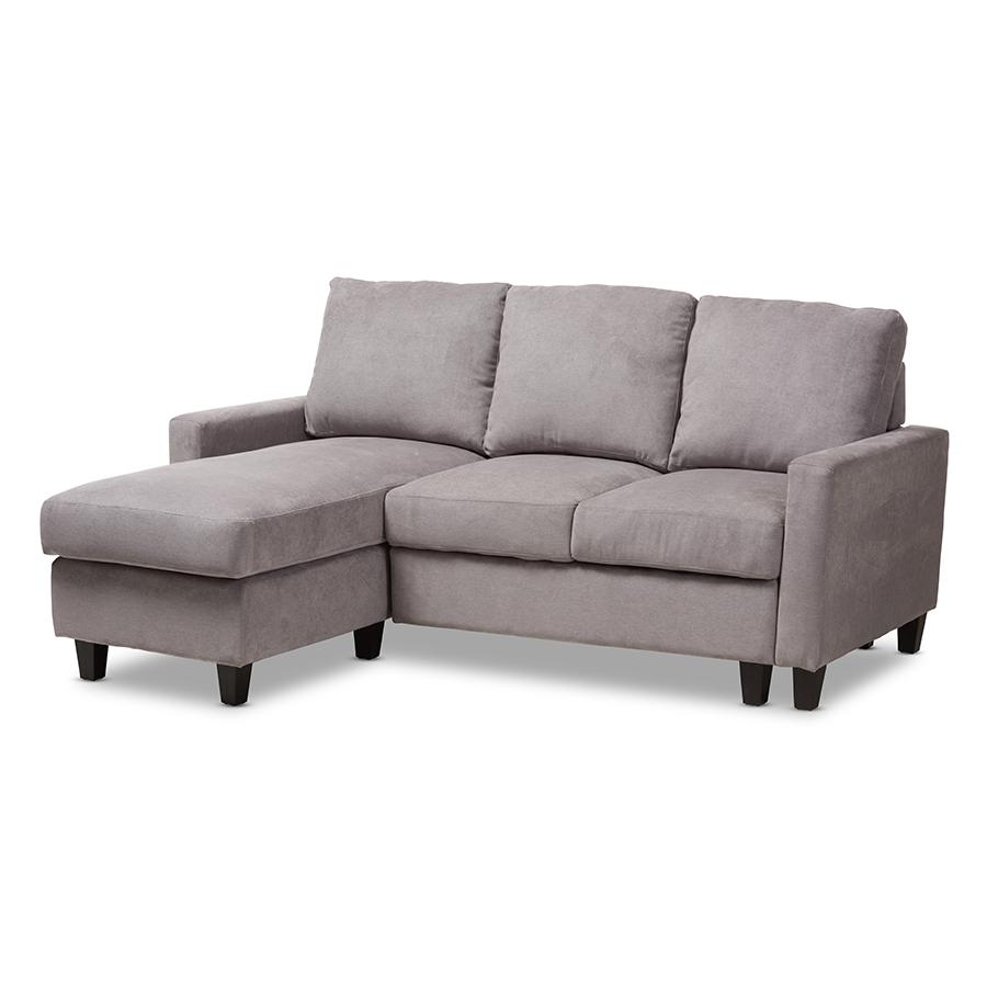 Light Grey Fabric Upholstered Reversible Sectional Sofa. Picture 2