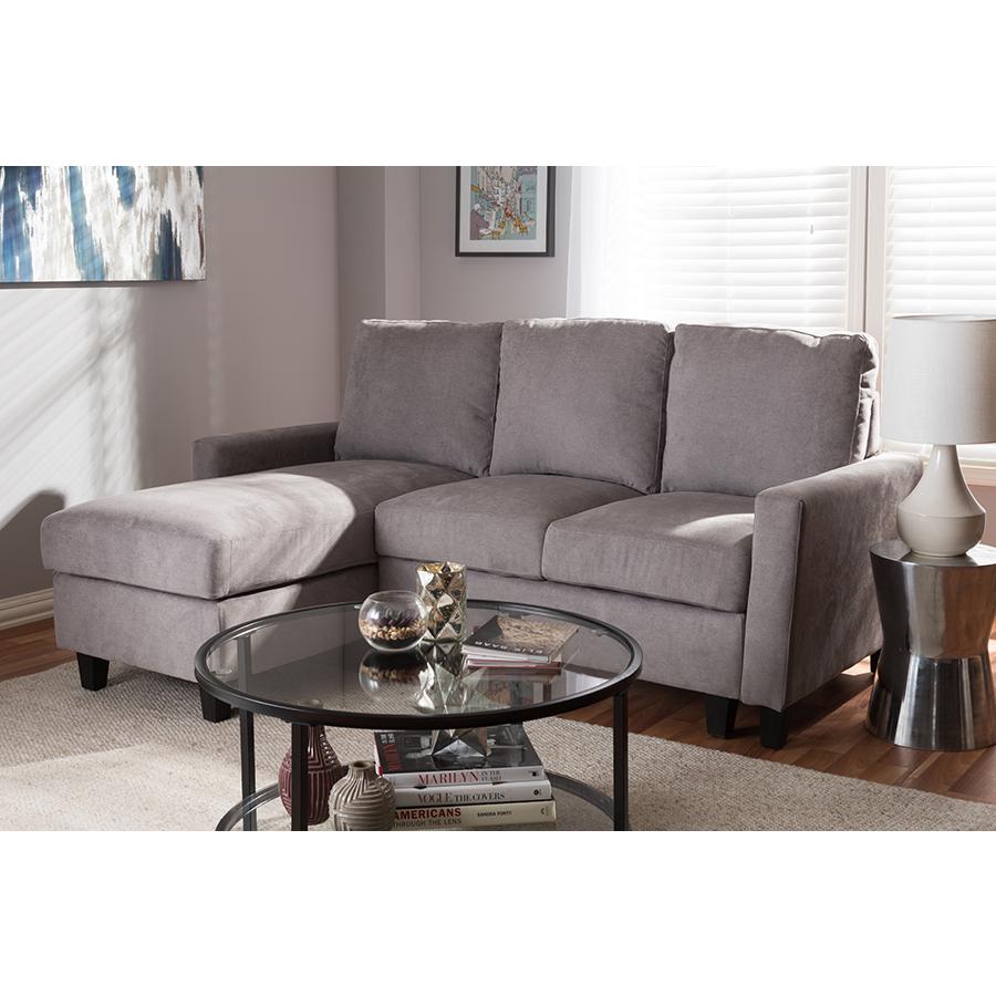 Light Grey Fabric Upholstered Reversible Sectional Sofa. Picture 4