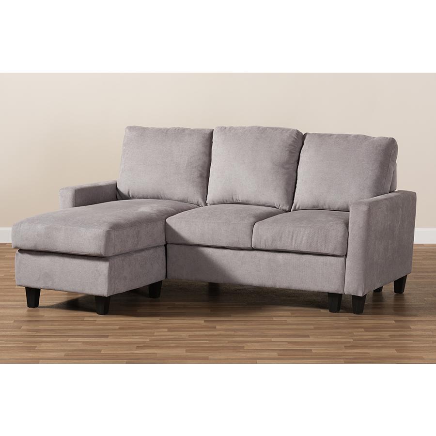 Light Grey Fabric Upholstered Reversible Sectional Sofa. Picture 5