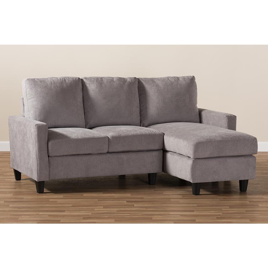 Light Grey Fabric Upholstered Reversible Sectional Sofa. Picture 6