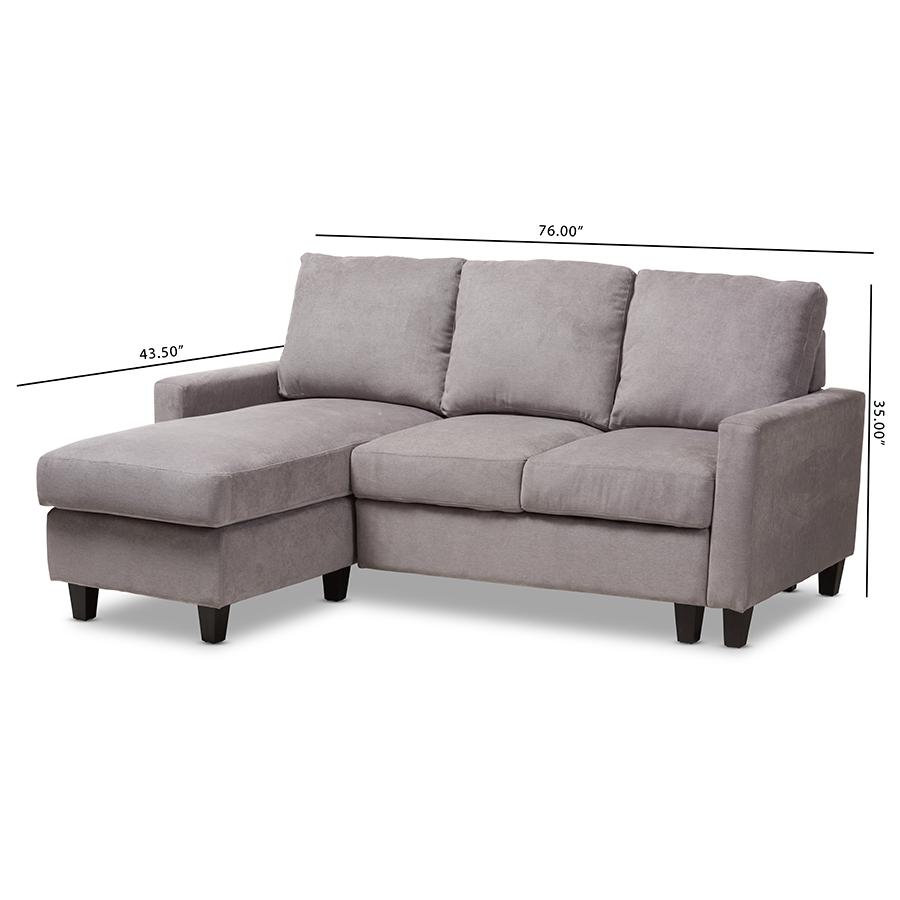 Light Grey Fabric Upholstered Reversible Sectional Sofa. Picture 8