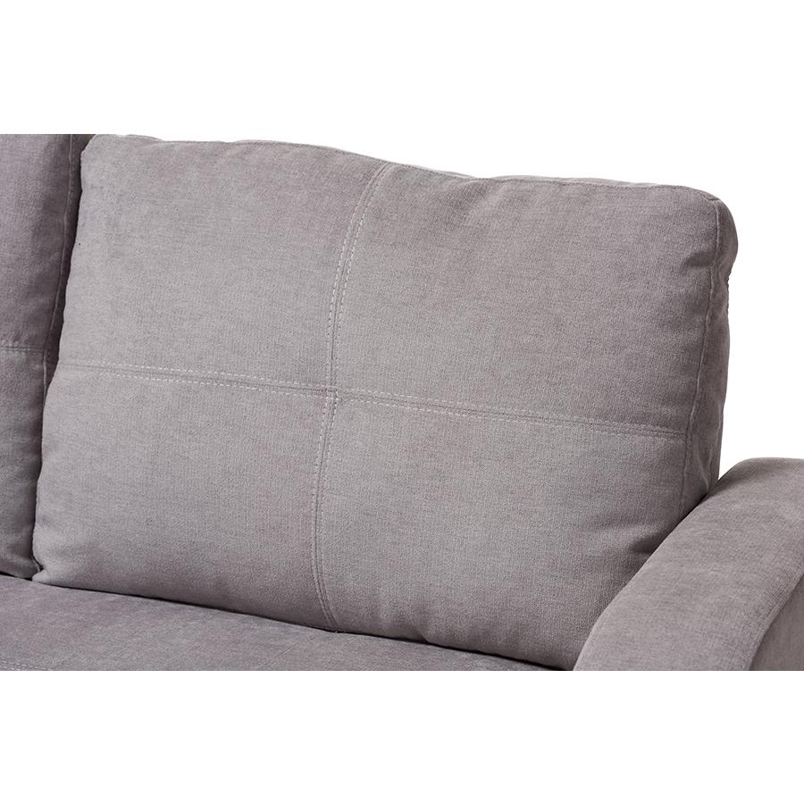 Lianna Modern and Contemporary Light Grey Fabric Upholstered Sectional Sofa. Picture 4
