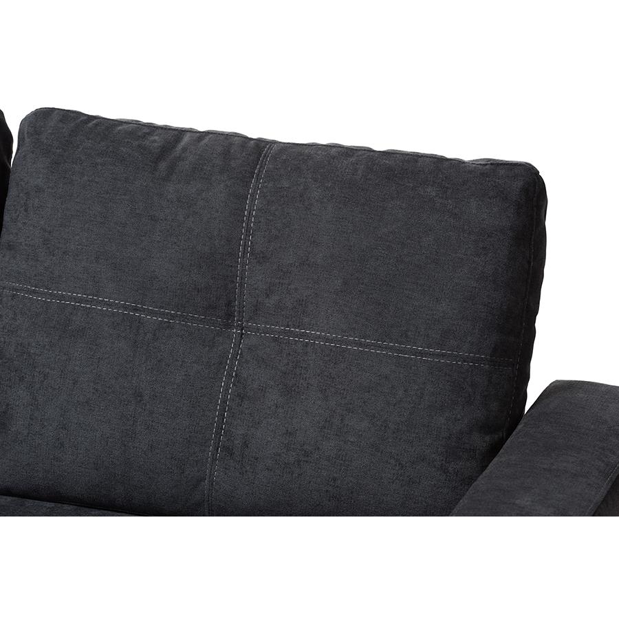 Lianna Modern and Contemporary Dark Grey Fabric Upholstered Sectional Sofa. Picture 3