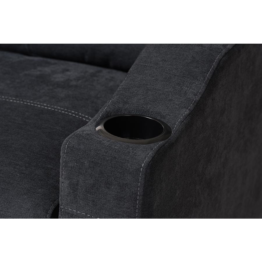 Lianna Modern and Contemporary Dark Grey Fabric Upholstered Sectional Sofa. Picture 4