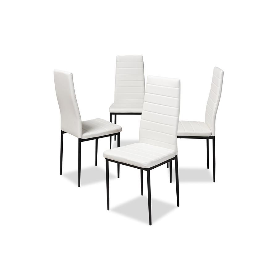 White Faux Leather Upholstered Dining Chair (Set of 4). Picture 1