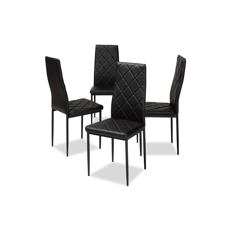 Blaise Modern and Contemporary Black Faux Leather Upholstered Dining Chair (Set of 4). Picture 2