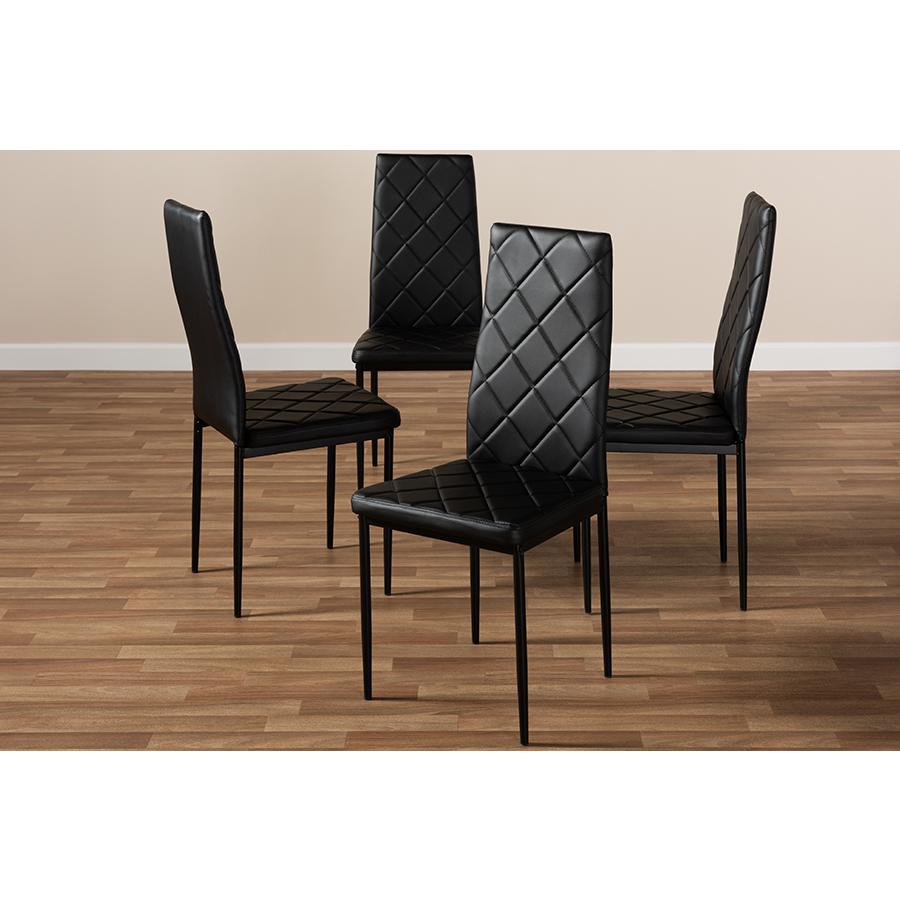 Blaise Modern and Contemporary Black Faux Leather Upholstered Dining Chair (Set of 4). Picture 4