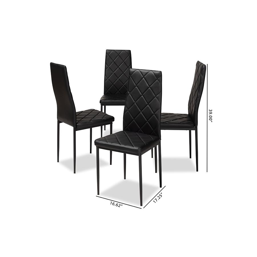 Blaise Modern and Contemporary Black Faux Leather Upholstered Dining Chair (Set of 4). Picture 5