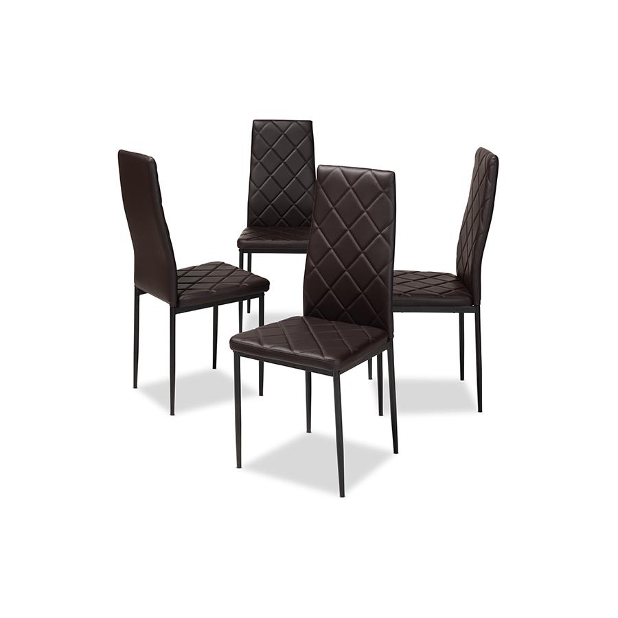 Blaise Modern and Contemporary Brown Faux Leather Upholstered Dining Chair (Set of 4). Picture 1