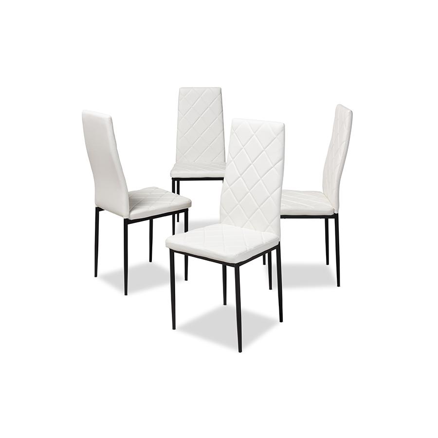 Blaise Modern and Contemporary White Faux Leather Upholstered Dining Chair (Set of 4). Picture 2