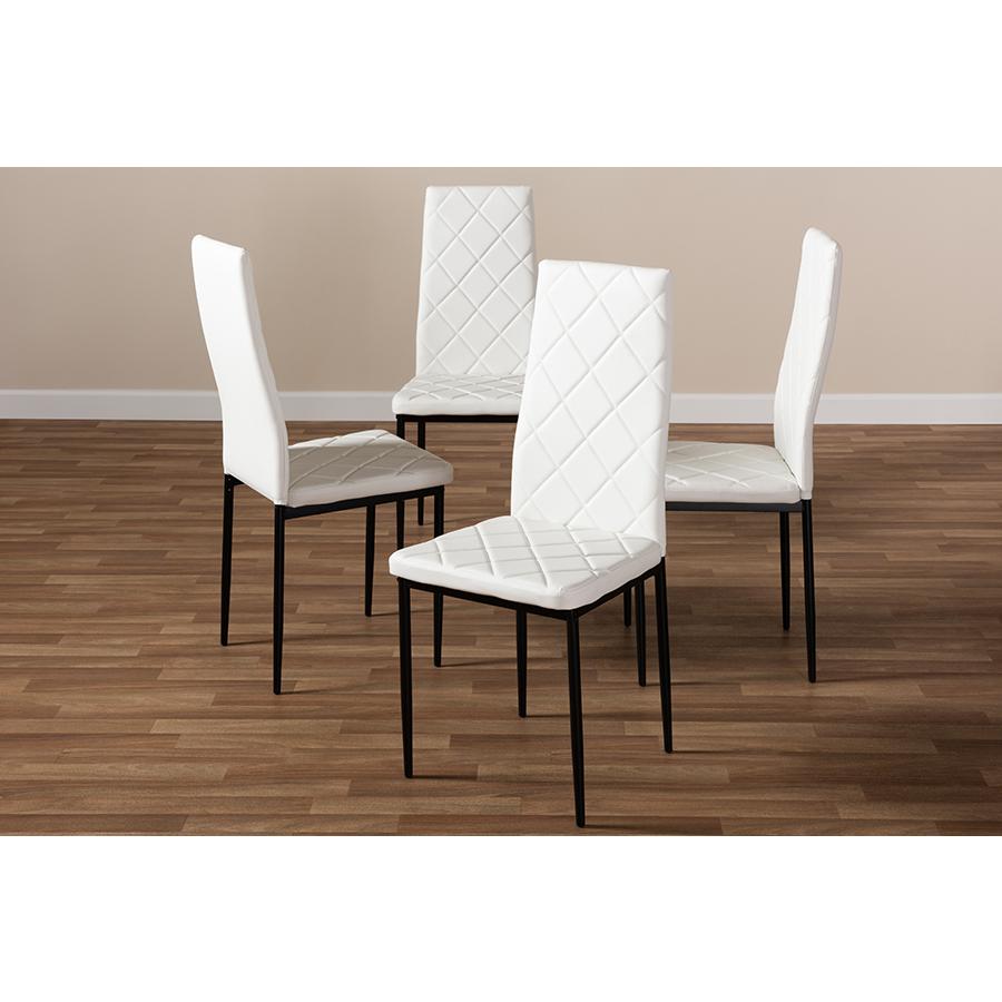 Blaise Modern and Contemporary White Faux Leather Upholstered Dining Chair (Set of 4). Picture 4