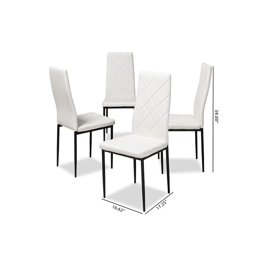 Blaise Modern and Contemporary White Faux Leather Upholstered Dining Chair (Set of 4). Picture 5