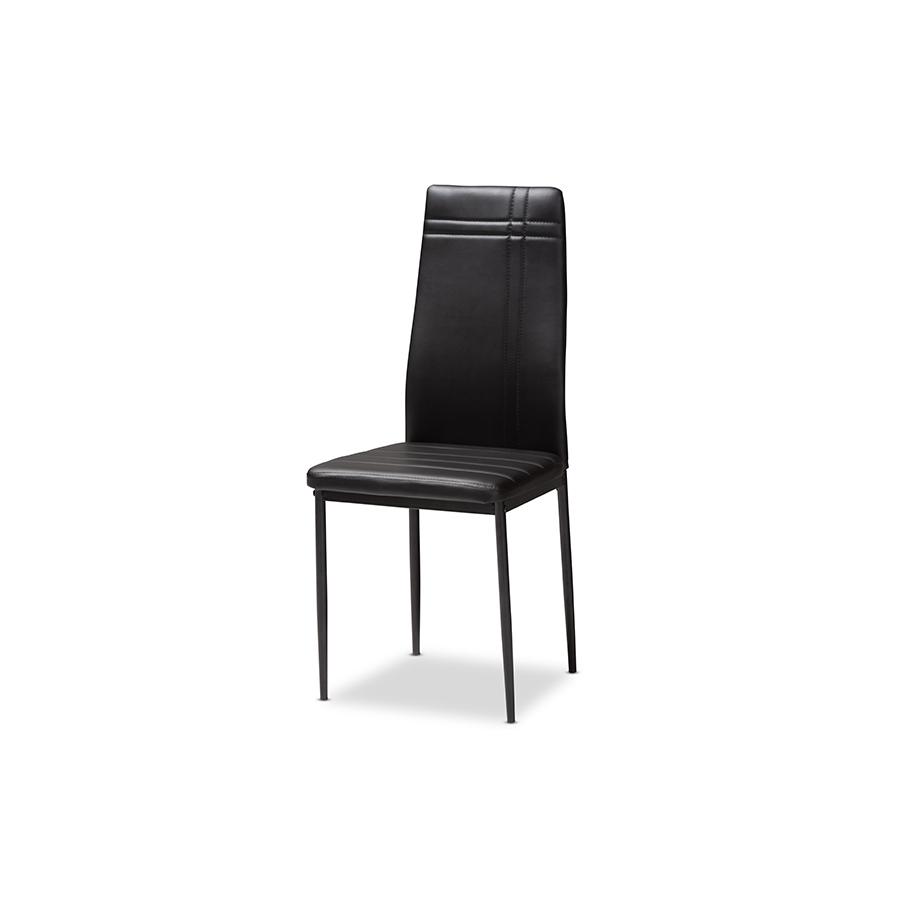 Black Faux Leather Upholstered Dining Chair (Set of 4). Picture 2