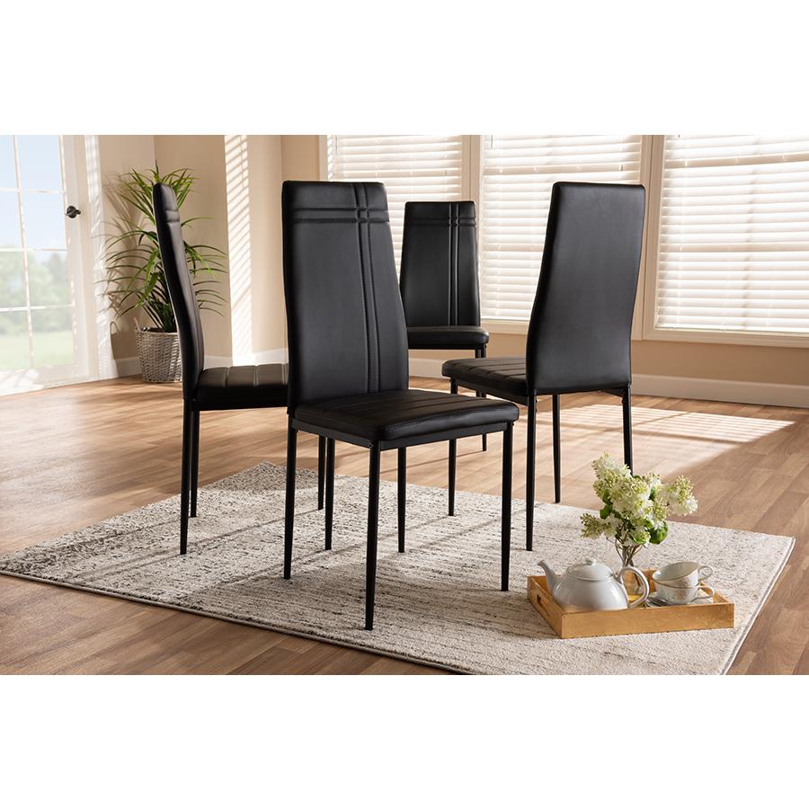 Black Faux Leather Upholstered Dining Chair (Set of 4). Picture 4