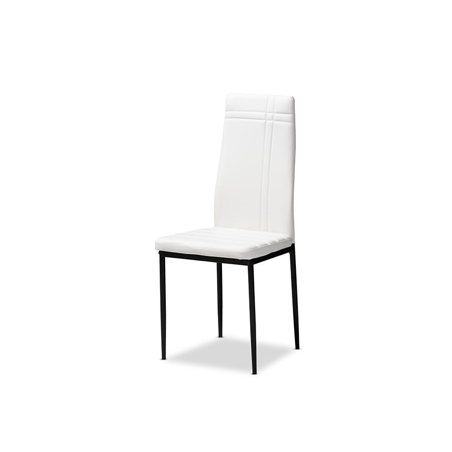 White Faux Leather Upholstered Dining Chair (Set of 4). Picture 2
