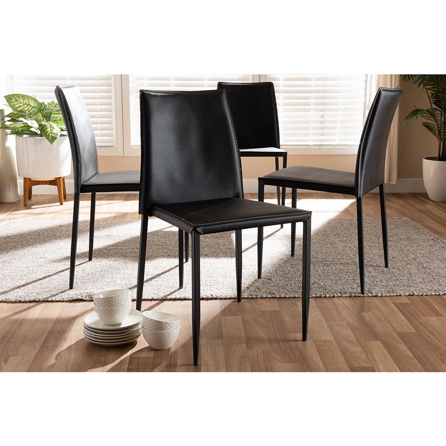 Black Faux Leather Upholstered Dining Chair (Set of 4). Picture 3