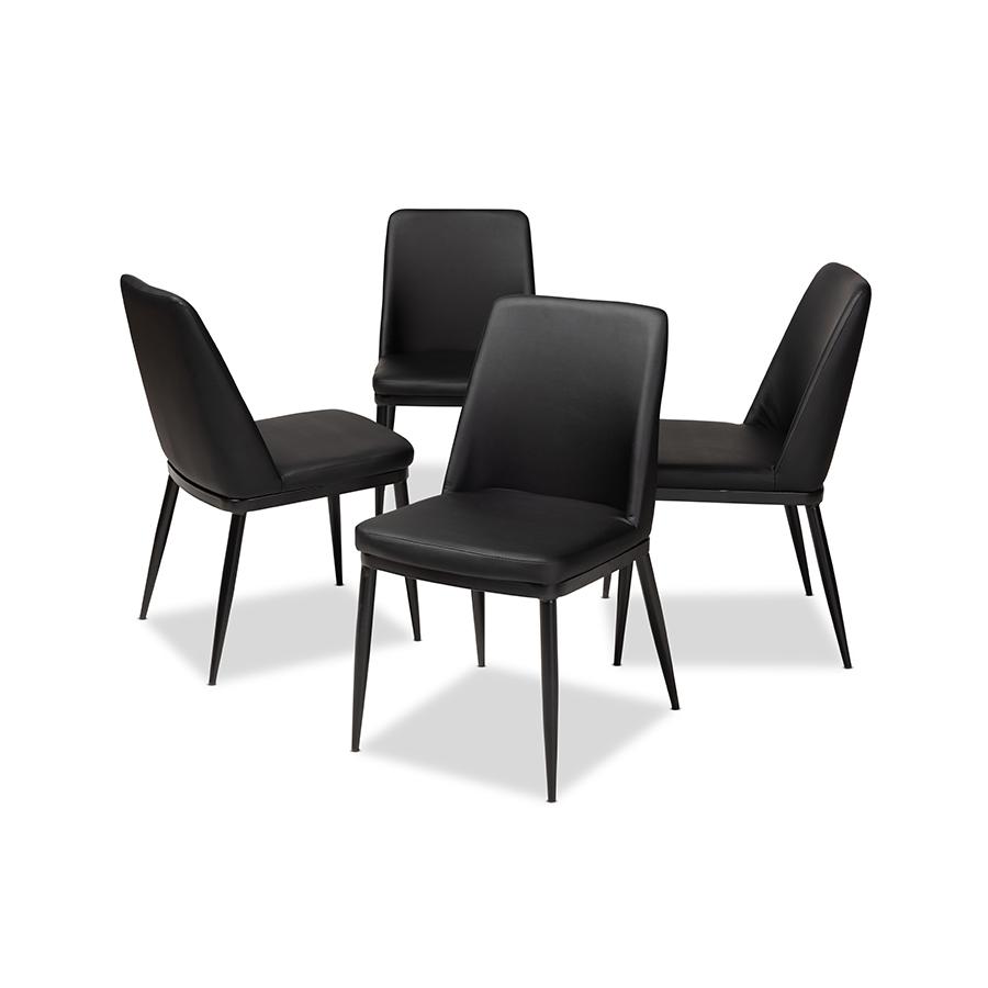 Darcell Modern and Contemporary Black Faux Leather Upholstered Dining Chair (Set of 4). Picture 1