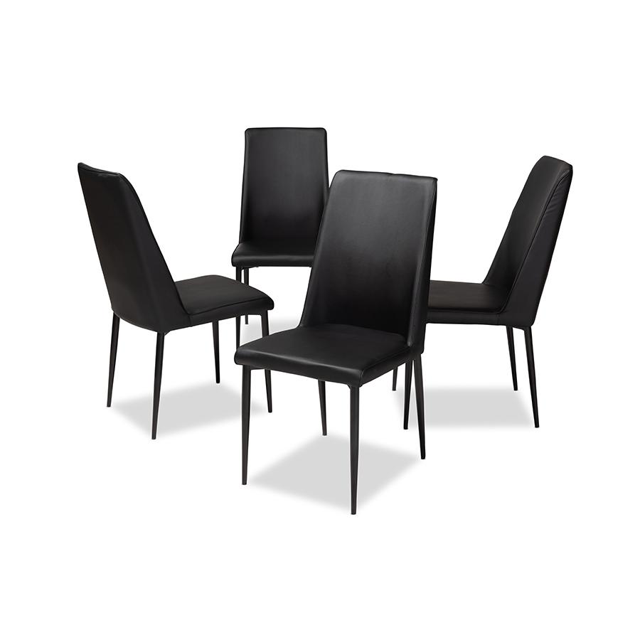 Black Faux Leather Upholstered Dining Chair (Set of 4). Picture 1