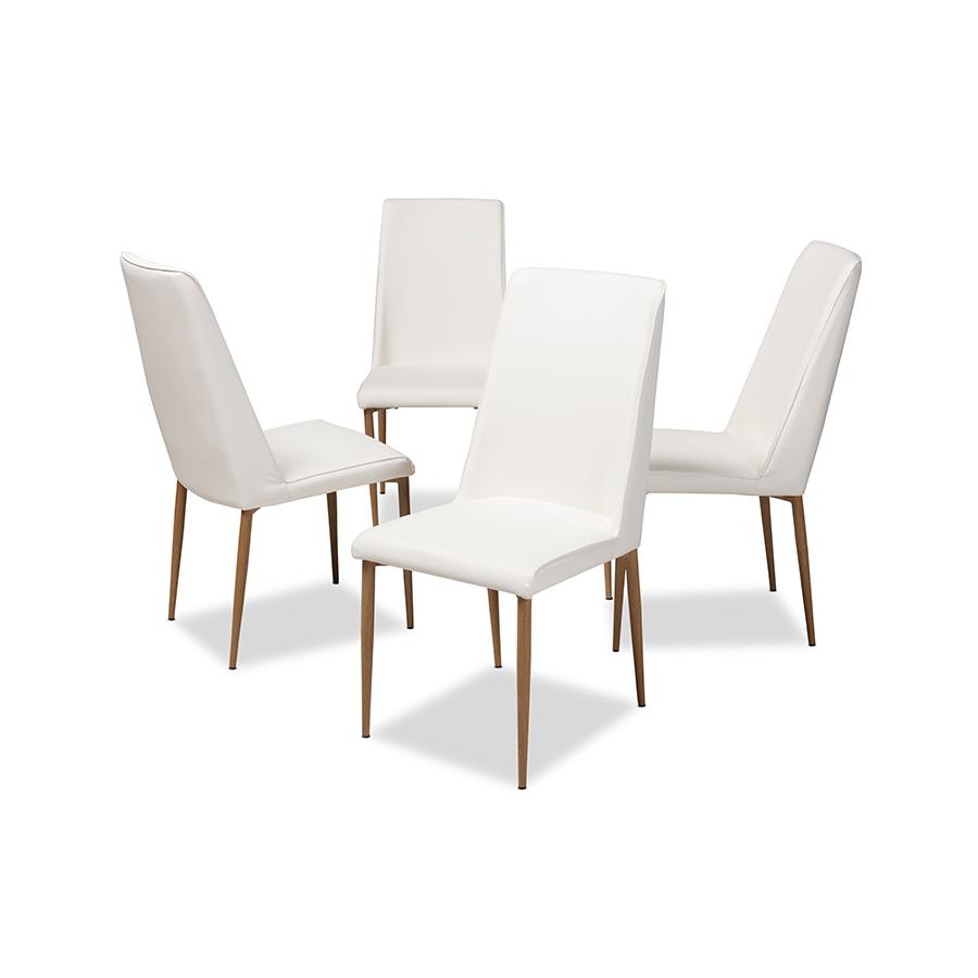 Chandelle Modern and Contemporary White Faux Leather Upholstered Dining Chair (Set of 4). Picture 2