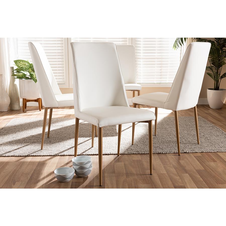 Chandelle Modern and Contemporary White Faux Leather Upholstered Dining Chair (Set of 4). Picture 3