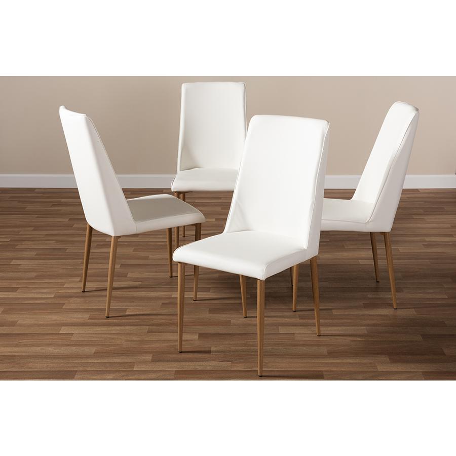 Chandelle Modern and Contemporary White Faux Leather Upholstered Dining Chair (Set of 4). Picture 4