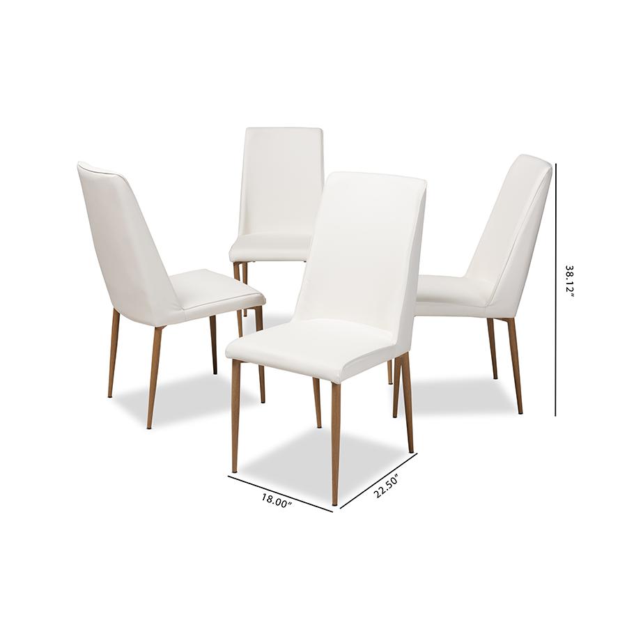 Chandelle Modern and Contemporary White Faux Leather Upholstered Dining Chair (Set of 4). Picture 5