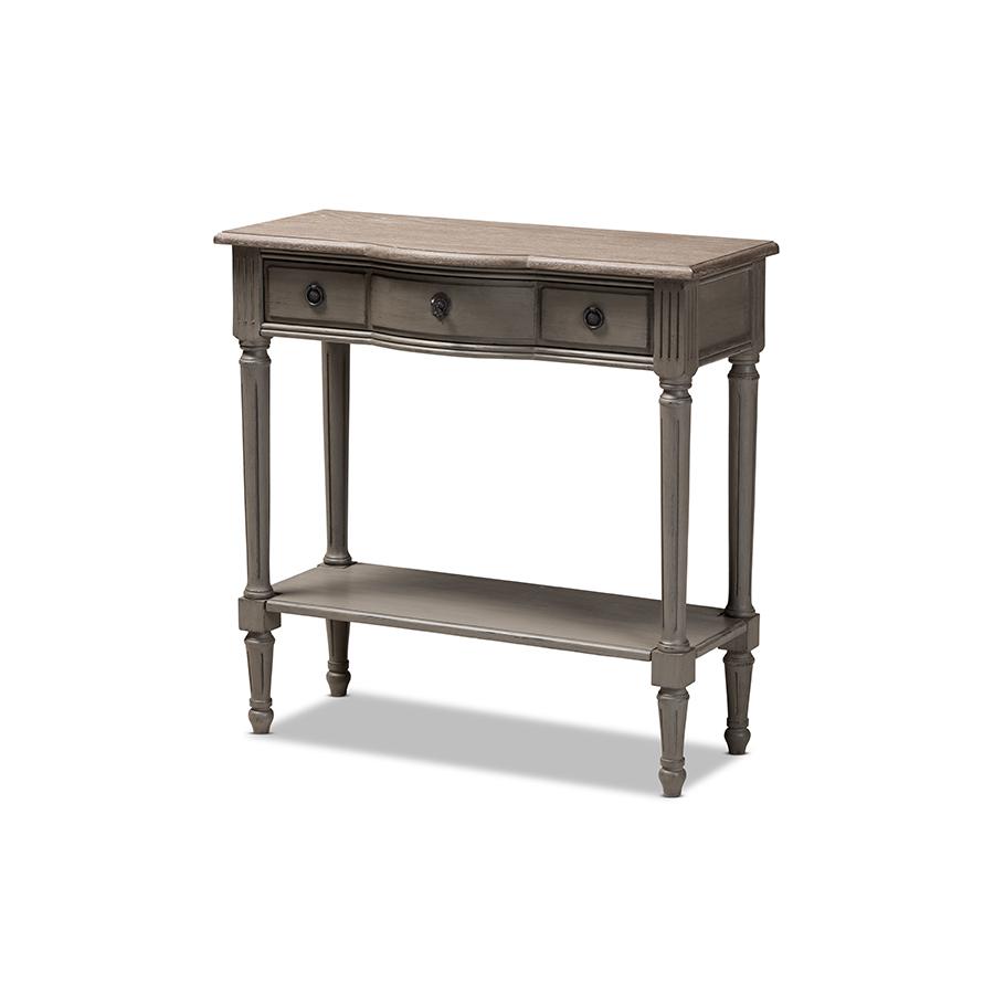 Baxton Studio Noelle French Provincial Gray Finished 1-Drawer Wood Console Table. Picture 1