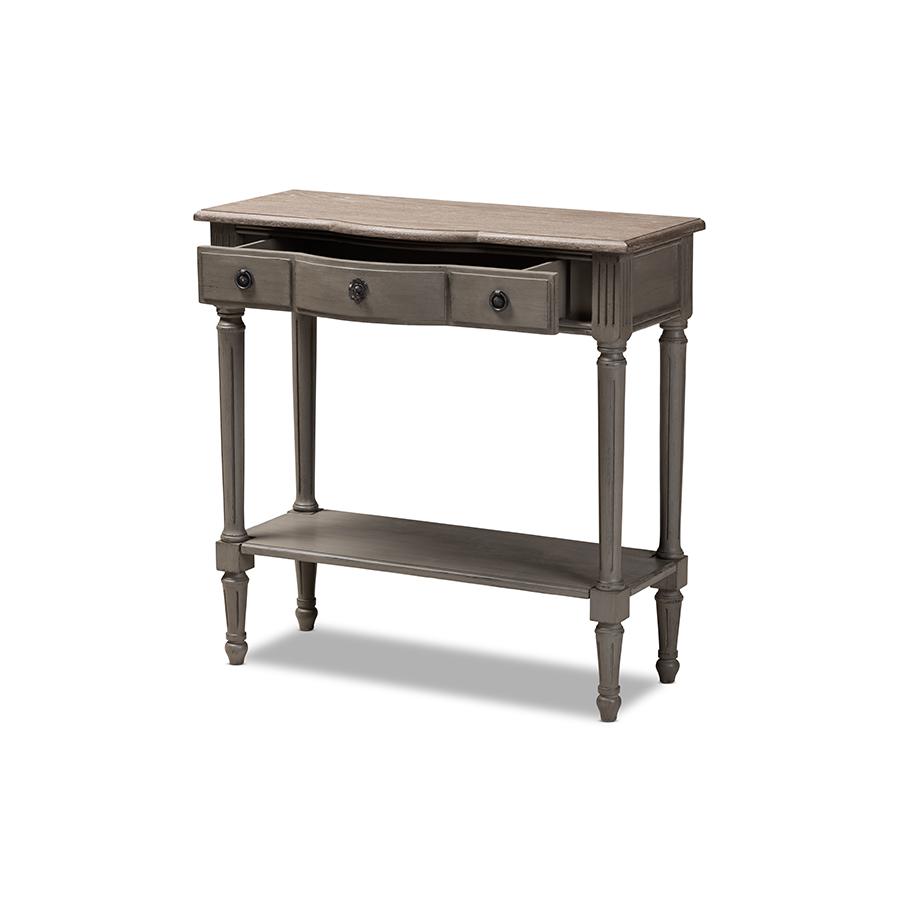 Baxton Studio Noelle French Provincial Gray Finished 1-Drawer Wood Console Table. Picture 2