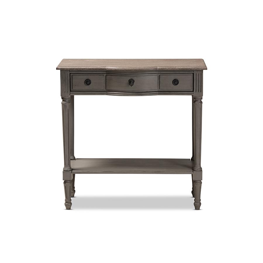 Baxton Studio Noelle French Provincial Gray Finished 1-Drawer Wood Console Table. Picture 3