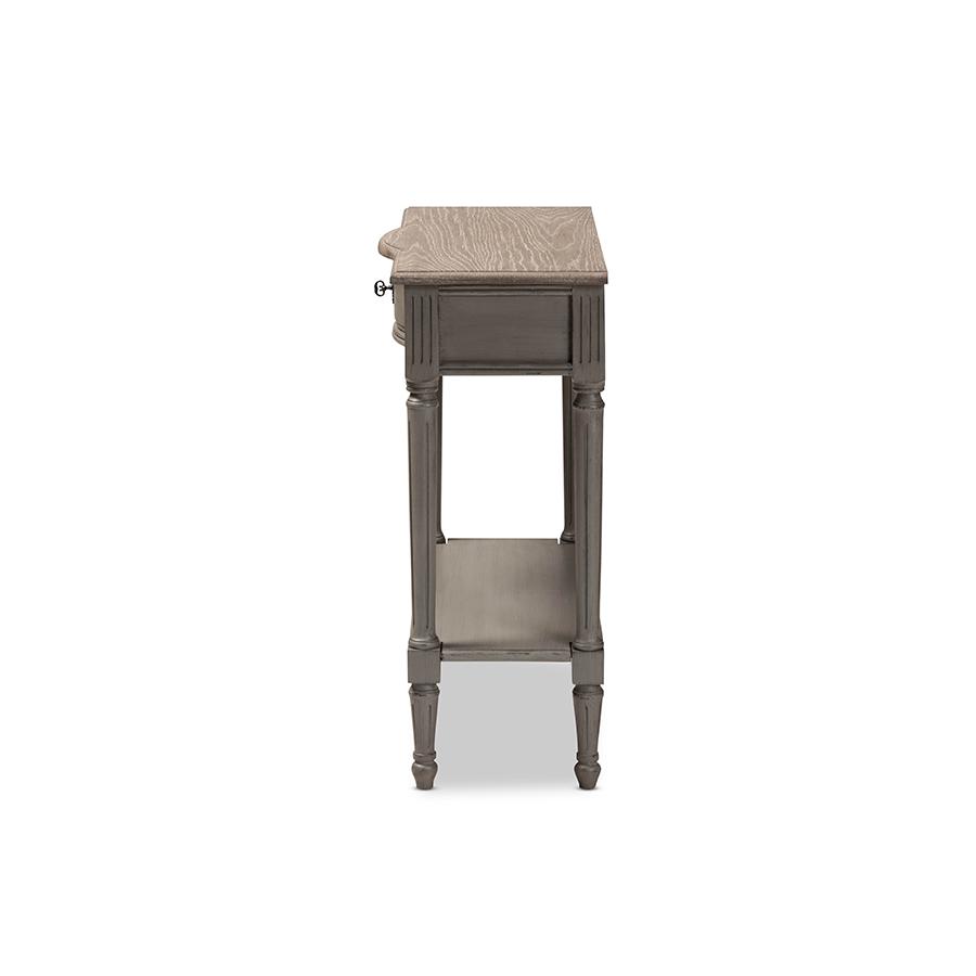 Baxton Studio Noelle French Provincial Gray Finished 1-Drawer Wood Console Table. Picture 4
