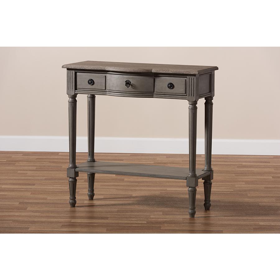 Baxton Studio Noelle French Provincial Gray Finished 1-Drawer Wood Console Table. Picture 9