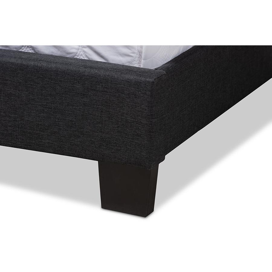 Lisette Modern and Contemporary Charcoal Grey Fabric Upholstered Queen Size Bed. Picture 5