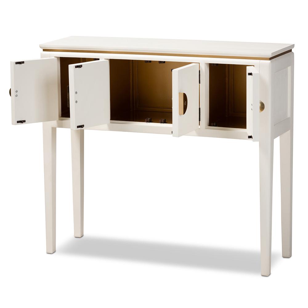 Baxton Studio Aiko Classic and Traditional Japanese-Inspired Off-White Finished 4-Door Wood Console Table. Picture 3