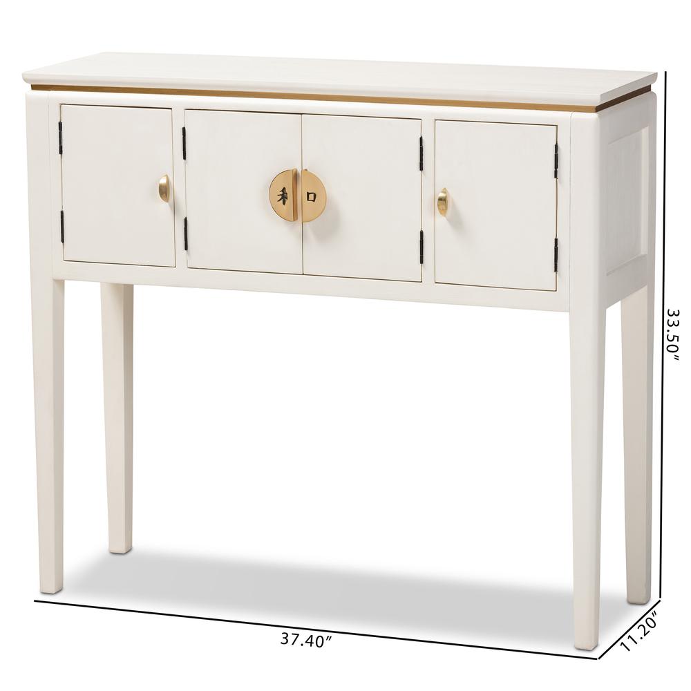 Baxton Studio Aiko Classic and Traditional Japanese-Inspired Off-White Finished 4-Door Wood Console Table. Picture 10