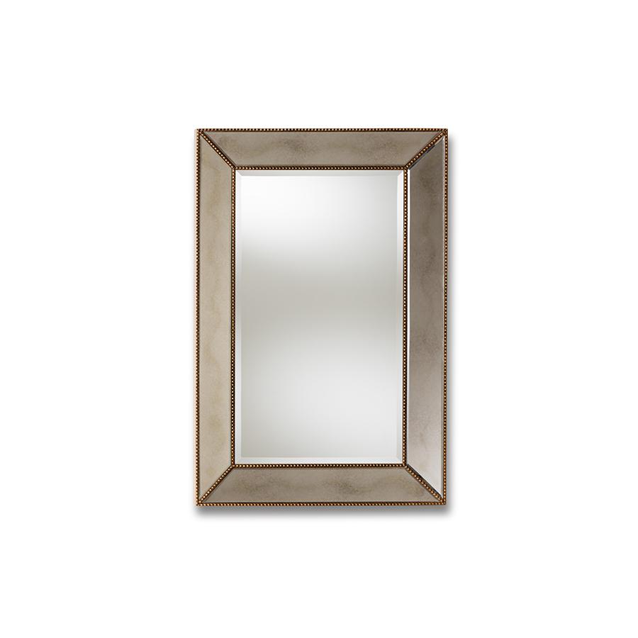Neva Modern and Contemporary Antique Gold Finished Rectangular Accent Wall Mirror. Picture 4