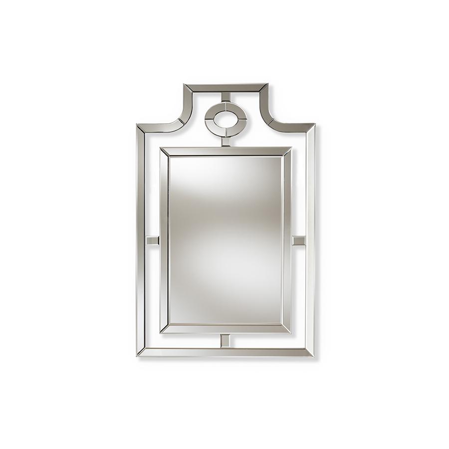 Iria Modern and Contemporary Silver Finished Pagoda Wall Accent Mirror. Picture 4