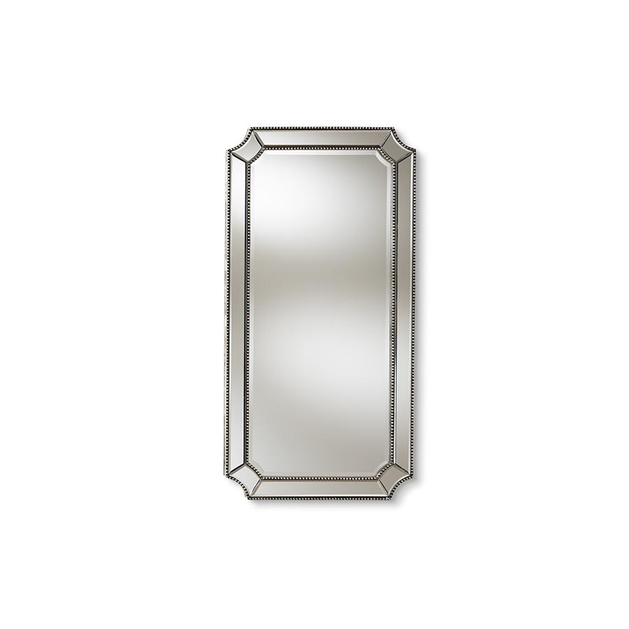 Baxton Studio Romina Art Deco Antique Silver Finished Accent Wall Mirror. Picture 3