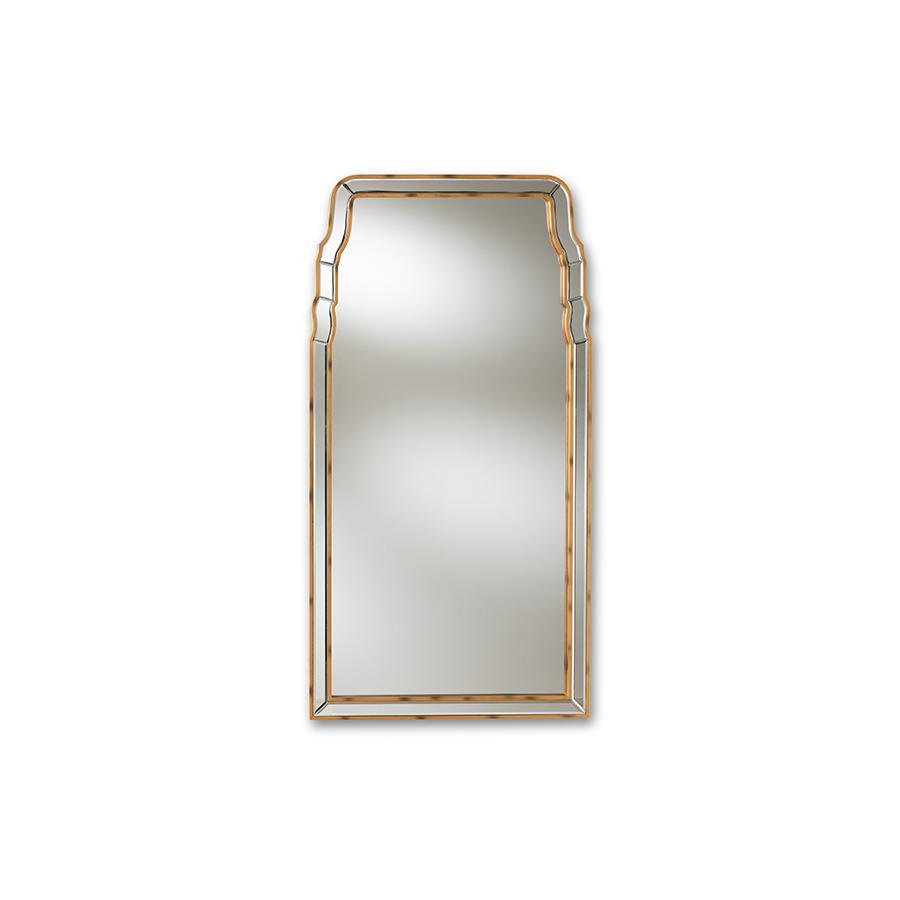 Alice Modern and Contemporary Queen Anne Style Antique Gold Finished Accent Wall Mirror. Picture 4