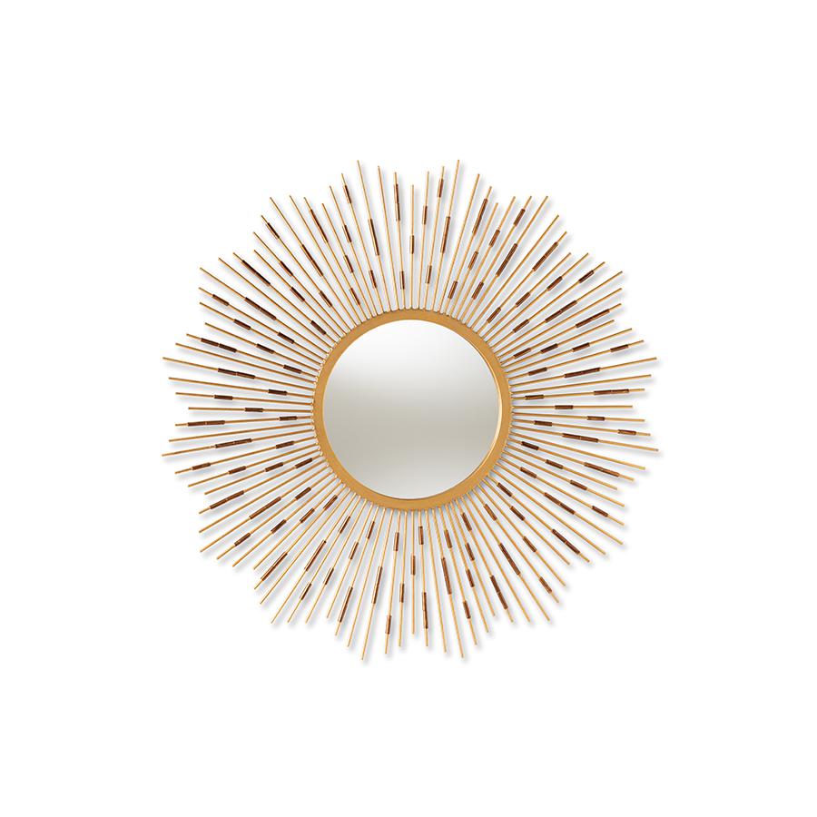 Apollonia Modern and Contemporary Gold Finished Sunburst Accent Wall Mirror. Picture 3