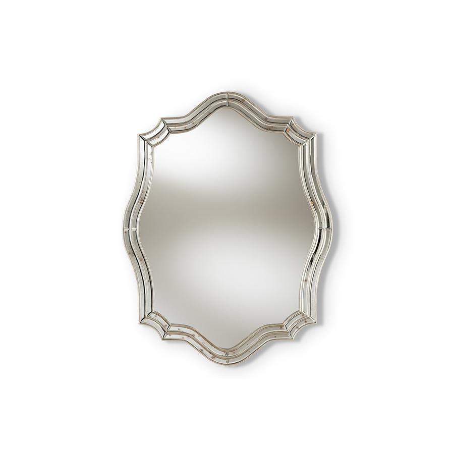 Baxton Studio Isidora Art Deco Antique Silver Finished Accent Wall Mirror. Picture 3