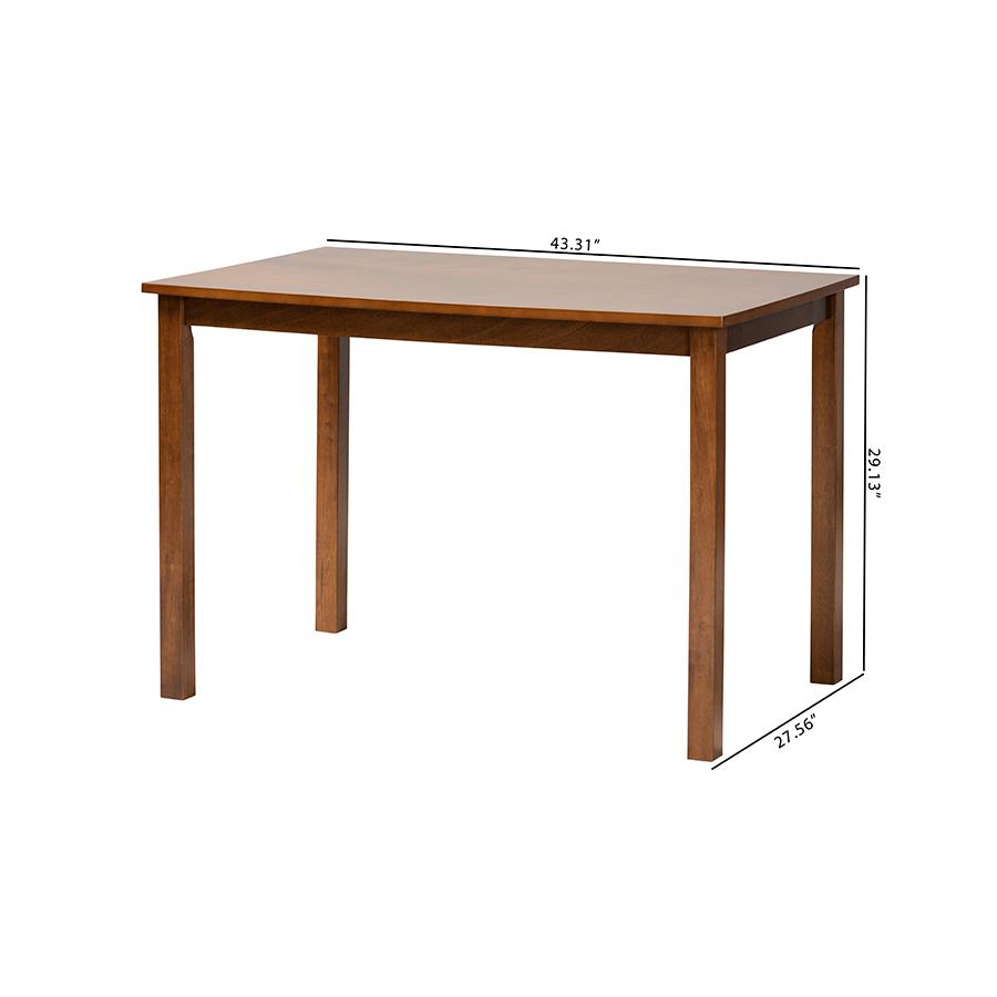 Baxton Studio Eveline Modern Walnut Brown Finished Wood 43-Inch Dining Table. Picture 9