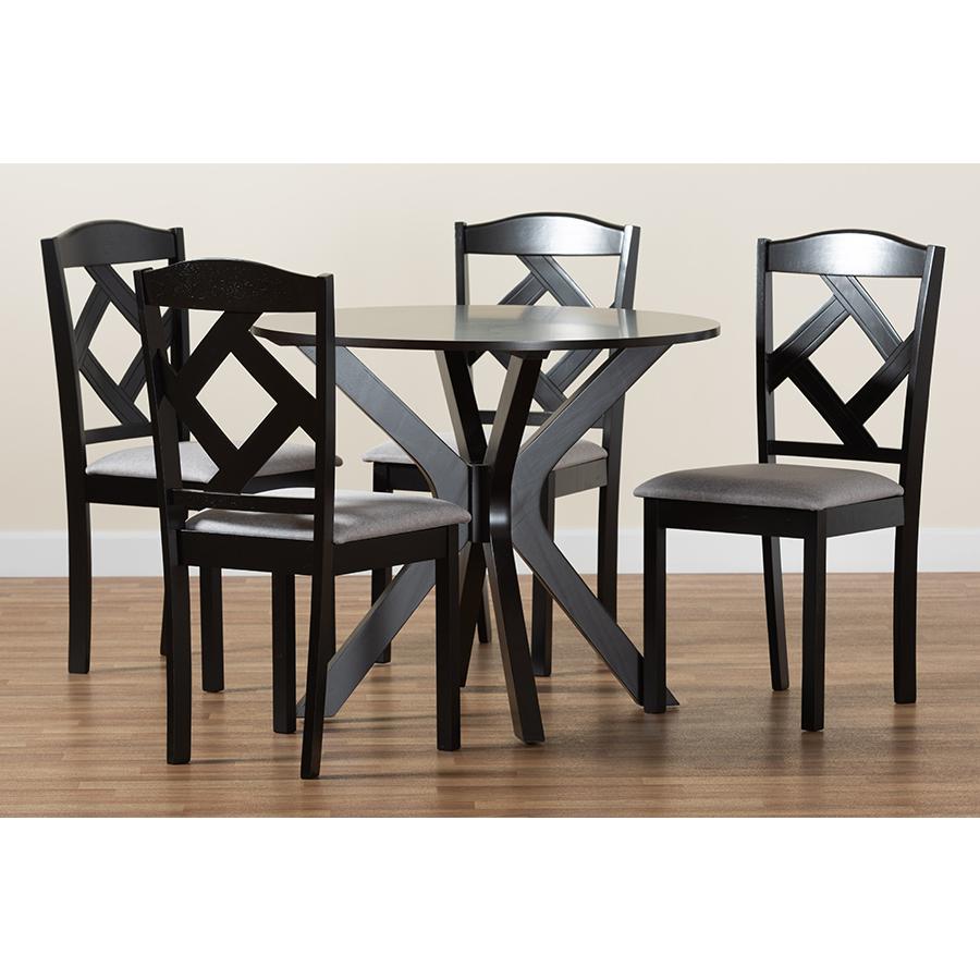 Dark Brown Finished Wood 5-Piece Dining Set. Picture 9