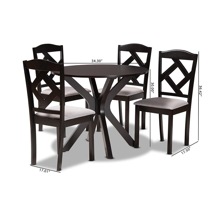 Dark Brown Finished Wood 5-Piece Dining Set. Picture 10