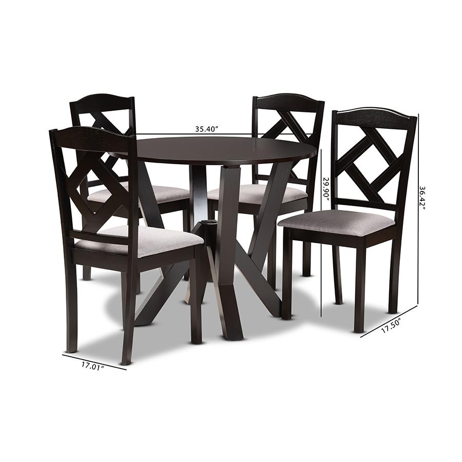 Dark Brown Finished Wood 5-Piece Dining Set. Picture 10